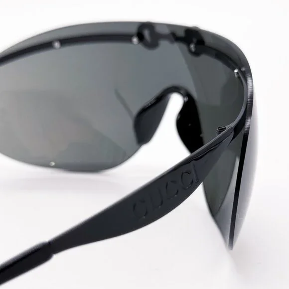 NEW AUTHENTIC GUCCI GG1656S 001, BLACK METAL OVERSIZED MASK SUNGLASSES G…